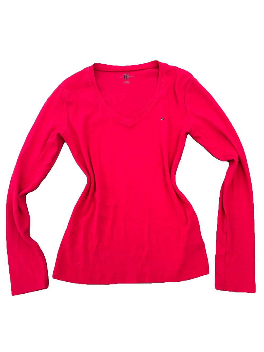 Early 2000’s Tommy Hilfiger Red V-Neck Long Sleeve Top